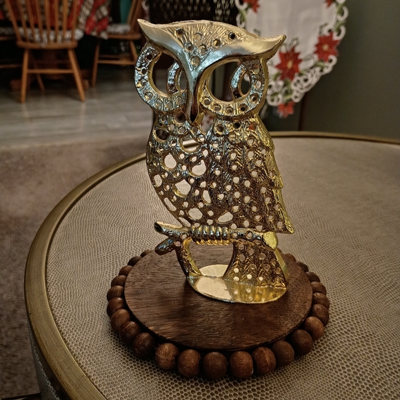 Vintage 1970s Torino Gold Owl Jewelry Earring Stand, Approximately 4.5" High - Picture 1 of 5